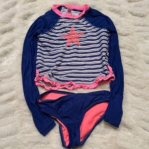 Hula Star size 4T girls rash guard two piece swimsuit . Like new